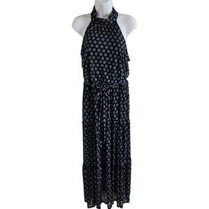 Kate And Lily Woman's Maxi Dress NWT Size 12 Navy Small Print Tiered Skirt